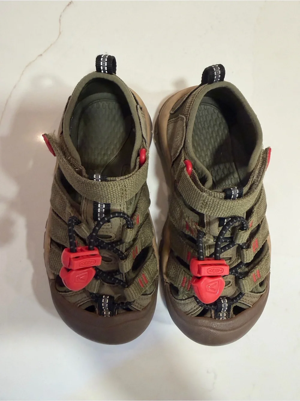 KEEN Little Kids Newport H2 Sandals Martini Olive & Aura Orange, Size 11